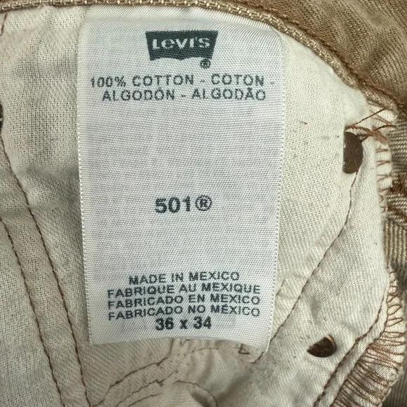 Vintage Levis 501 XX Jeans Mens 34x32 Brown Denim Button Fly Straight Leg Y2K - Picture 13 of 16